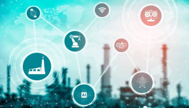 Sanayi 4.0 teknoloji konsepti - Dördüncü endüstriyel devrim için akıllı fabrika