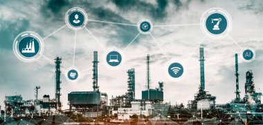 Sanayi 4.0 teknoloji konsepti - Dördüncü endüstriyel devrim için akıllı fabrika