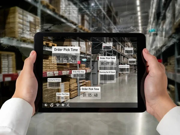 Smart warehouse management systeem met augmented reality technologie — Stockfoto