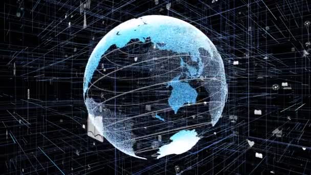 Rete internet online globale e concetto di internet delle cose IOT — Video Stock