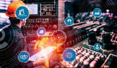 Sanayi 4.0 teknoloji konsepti - Dördüncü endüstriyel devrim için akıllı fabrika