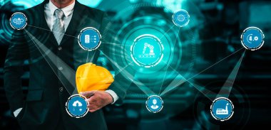 Sanayi 4.0 teknoloji konsepti - Dördüncü endüstriyel devrim için akıllı fabrika