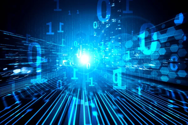 Flujo de datos digitales en carretera con desenfoque de movimiento para crear visión de transferencia de velocidad rápida —  Fotos de Stock