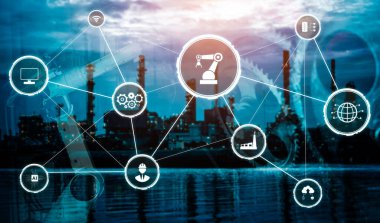 Sanayi 4.0 teknoloji konsepti - Dördüncü endüstriyel devrim için akıllı fabrika