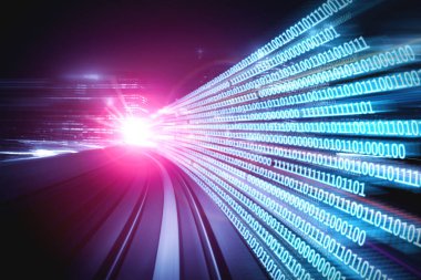 Hızlı aktarım görüşü oluşturmak için yolda hareket bulanıklığı olan dijital veri akışı