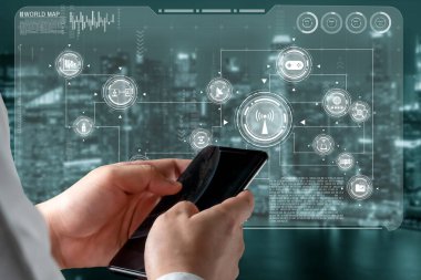 Akıllı şehirde gelişmiş iletişim ve küresel internet ağı bağlantısı