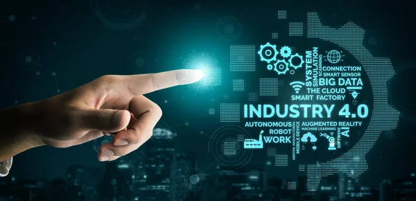 Tecnologia de engenharia e indústria 4.0 conceito de fábrica inteligente — Fotografia de Stock