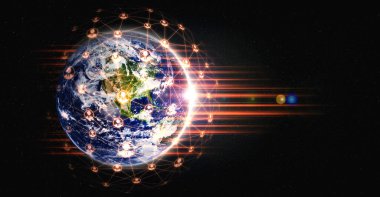 Yenilikçi algıda insanlar ağ ve küresel dünya bağlantısı