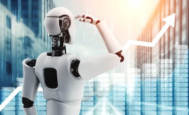 Yapay zeka robotu ve makine öğrenme teknolojisi kullanarak iş büyümesi kavramı
