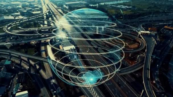 Modernizzazione della connessione globale e della rete internet nelle smart city — Video Stock