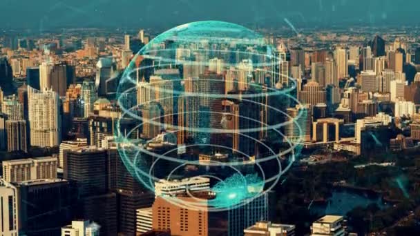 Globální připojení a modernizace internetové sítě v chytrém městě — Stock video