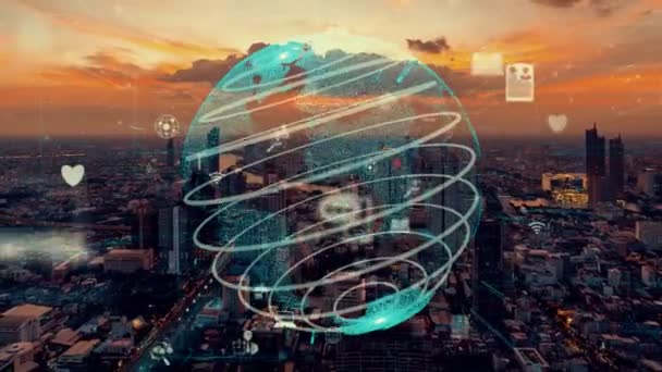 Globale Vernetzung und die Modernisierung des Internetnetzes in Smart City — Stockvideo