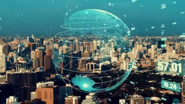 Globale Vernetzung und die Modernisierung des Internetnetzes in Smart City — Stockvideo