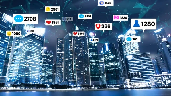 Şehirdeki sosyal medya simgeleri insanların ilişkilerini gösteriyor