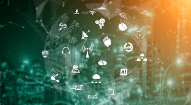 Akıllı şehirde gelişmiş iletişim ve küresel internet ağı bağlantısı