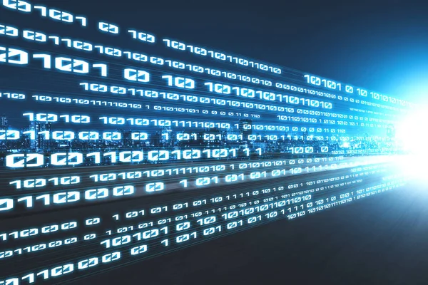 Digital data flow on road with motion blur to create vision of fast speed transfer