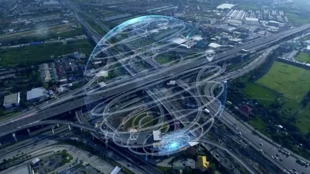 Globális kapcsolat és forgalomkorszerűsítés az intelligens városban — Stock videók