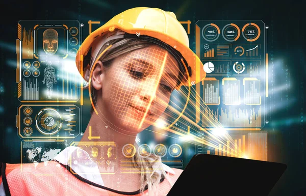 Arcfelismerő technológia az ipari dolgozók számára a gépvezérléshez való hozzáféréshez — Stock Fotó