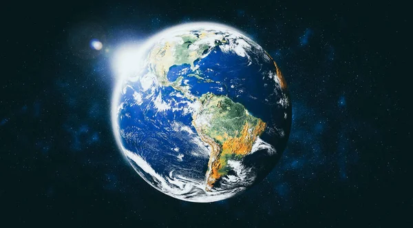 Planet Earth globe kilátás az űrből bemutató reális föld felszíni és világtérkép — Stock Fotó