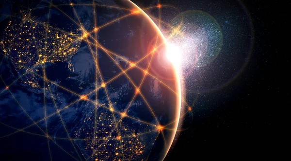 革新的な知覚の線で地球をカバーするグローバルネットワーク接続 — ストック写真