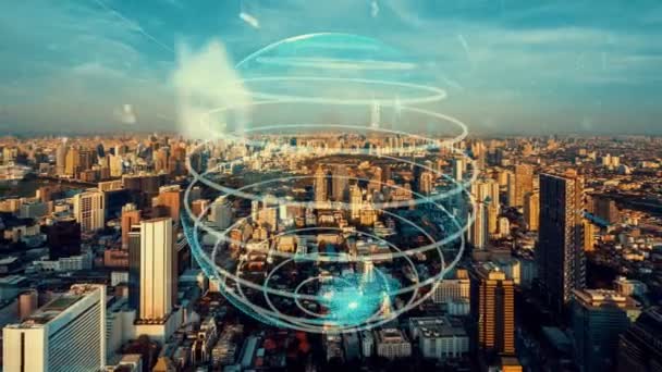 Globale Vernetzung und die Modernisierung des Internetnetzes in Smart City — Stockvideo