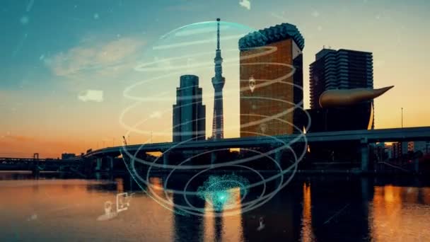 Global connection and the internet network modernization in smart city — Stock Video