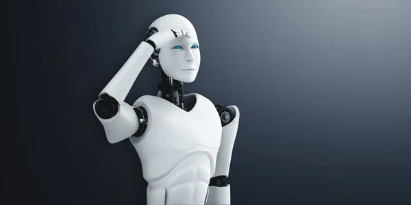 Standing humanoid robot looking forward on clean background — Stock Photo, Image