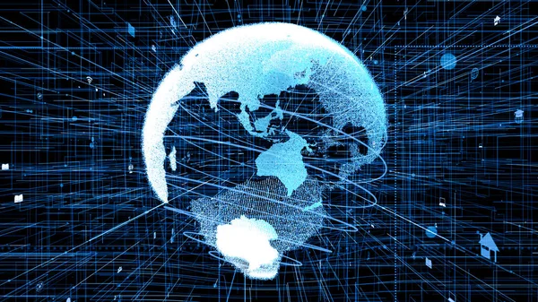 Παγκόσμιο δίκτυο Διαδικτύου και Διαδίκτυο των πραγμάτων έννοια IOT — Φωτογραφία Αρχείου
