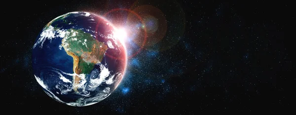 Planet Erde Globus Ansicht aus dem All mit realistischer Erdoberfläche und Weltkarte — Stockfoto