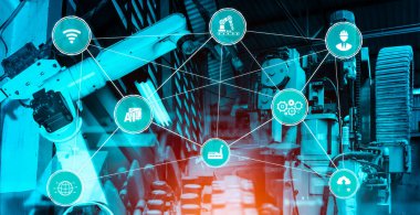 Sanayi 4.0 teknoloji konsepti - Dördüncü endüstriyel devrim için akıllı fabrika