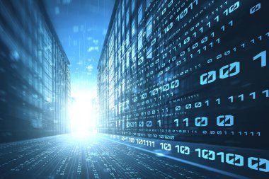 Hızlı aktarım görüşü oluşturmak için yolda hareket bulanıklığı olan dijital veri akışı