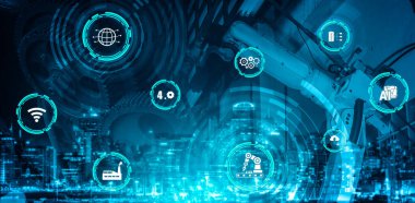 Sanayi 4.0 teknoloji konsepti - Dördüncü endüstriyel devrim için akıllı fabrika