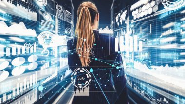 İş kadını yatırım uzmanı ve danışmanının yaratıcı görüntüsü