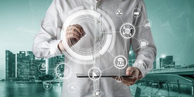 Akıllı şehirde gelişmiş iletişim ve küresel internet ağı bağlantısı