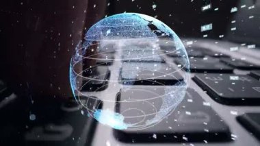 Matematik kodlama modernizasyonunun grafiğiyle çalışan adam