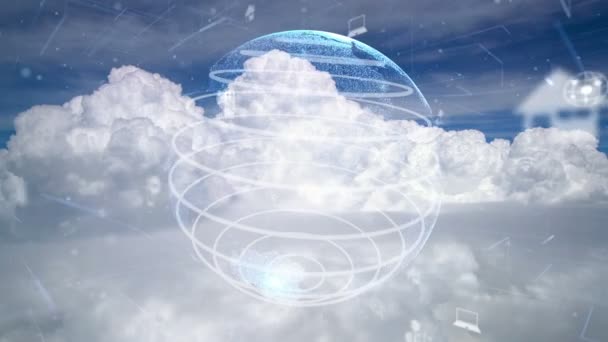 Netwerk van verbinding modernisering boven wolken in de lucht — Stockvideo