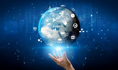 Akıllı şehirde gelişmiş iletişim ve küresel internet ağı bağlantısı