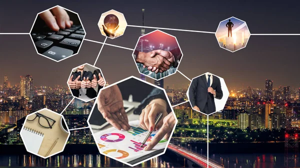 Веб банерна фотографія бізнес-мережі в концепції управління та зростання — стокове фото