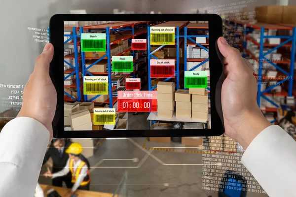 Smart warehouse management systeem met augmented reality technologie — Stockfoto