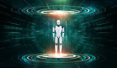 Bilim kurgu dünyasında 3 boyutlu robot insan yapımı.