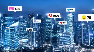 Şehirdeki sosyal medya simgeleri insanların ilişkilerini gösteriyor