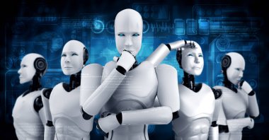 Robot insansı grubun 3 boyutlu çizimi