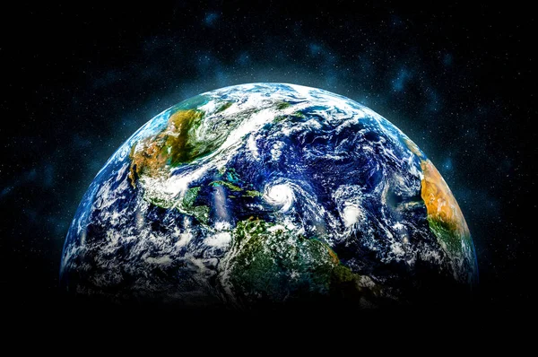 Planet earth globe view from space showing realistic earth surface and world map