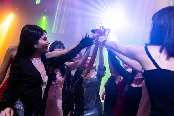 Young people celebrating a party, drink and dance