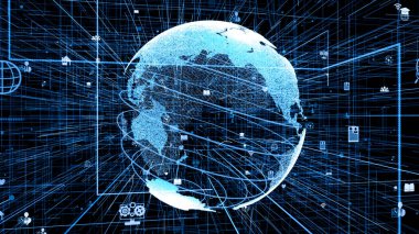 Genel çevrimiçi internet ağı ve IOT konsepti