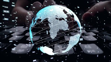 Matematik kodlama modemi grafiğiyle çalışan adam