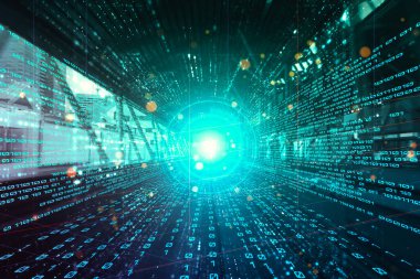 Hızlı aktarım görüşü oluşturmak için yolda hareket bulanıklığı olan dijital veri akışı