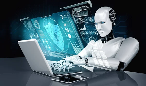 Az AI robot kiberbiztonságot használ az adatvédelem védelmére — Stock Fotó