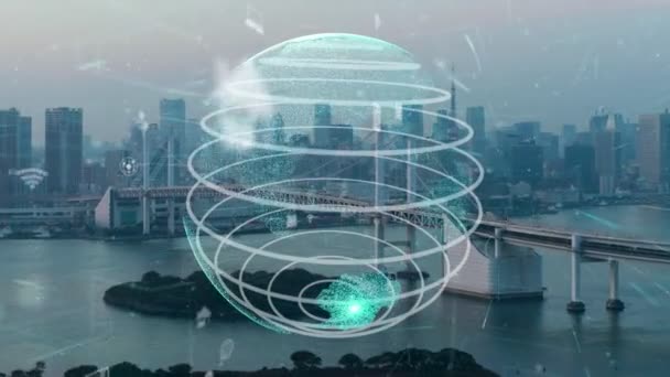 Globale Vernetzung und die Modernisierung des Internetnetzes in Smart City — Stockvideo