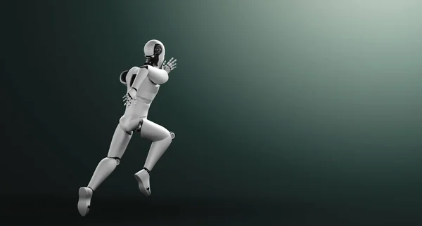 Robot corriendo humanoide mostrando movimiento rápido y energía vital —  Fotos de Stock